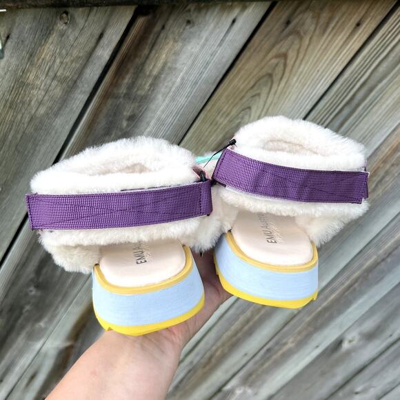 Emu Australia Raven Platform Furry Sandals Women's 6 Pink Teal Purple - Picture 5 of 8
